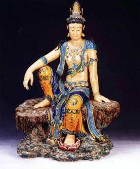 a001 高枝明---水月觀音 63x46x91cm 1987